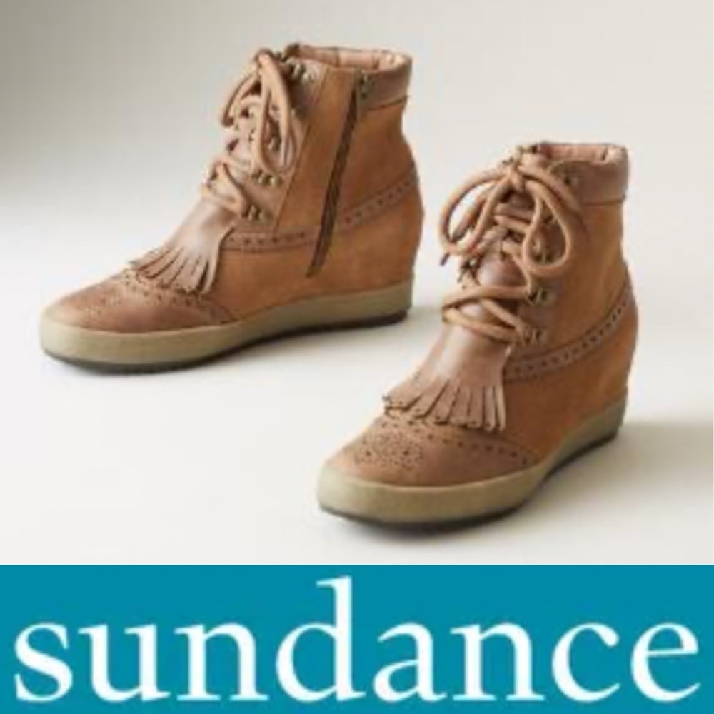 SUNDANCE Wingtip Wedge Booties